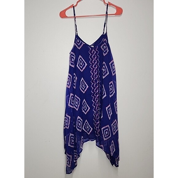 NWT New Billabong Blue Geometrical Print Knee Length Sundress Dress Size M - Picture 1 of 6